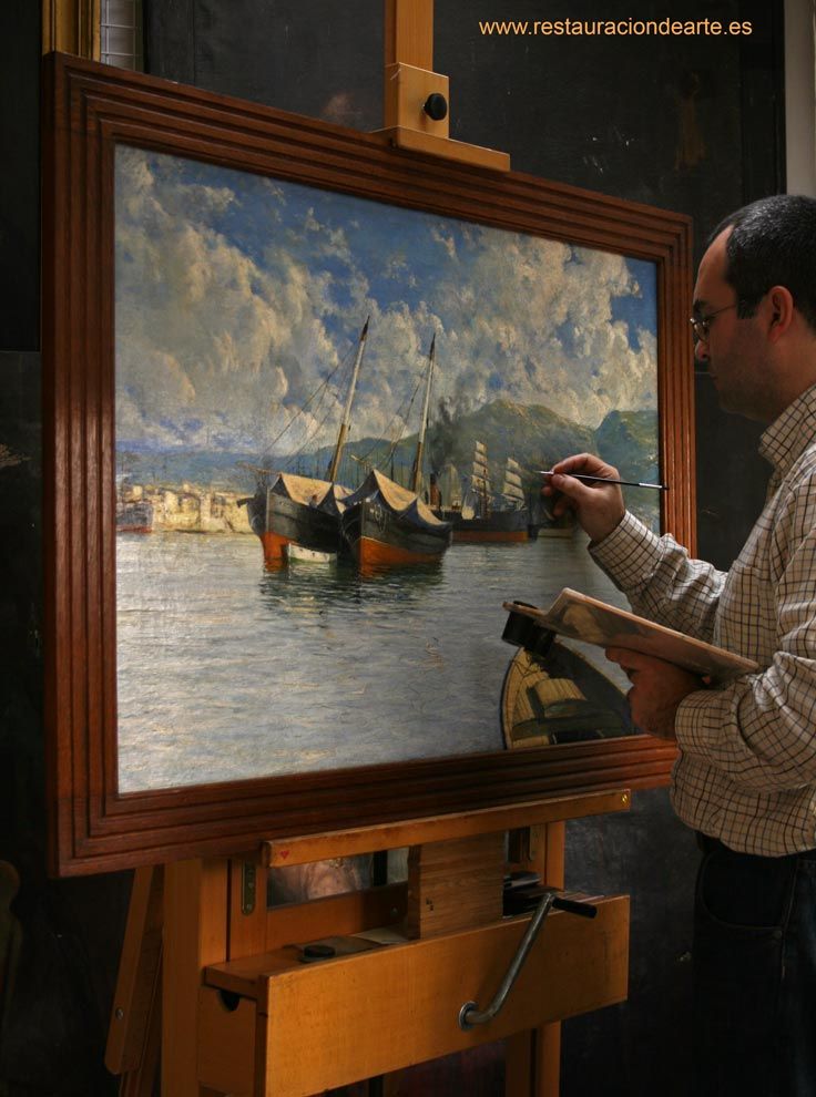 restauradoresd de cuadros en el taller de pintura en Madrid